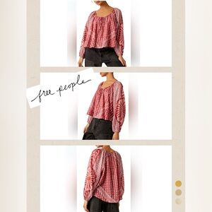 🆕 Free People ‘Elena’ Printed Top Clay Combo Terracotta Sz Small